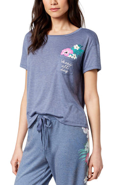 Jenni by Jennifer Moore PLUS Blue-Heather Vacay Embroidered Pocket Tee thumbnail 2