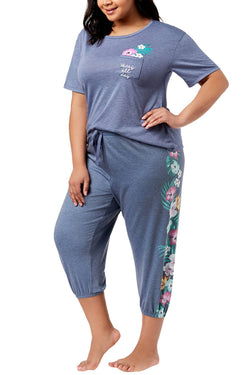 Jenni by Jennifer Moore PLUS Blue-Heather Vacay Embroidered Pocket Tee thumbnail 3