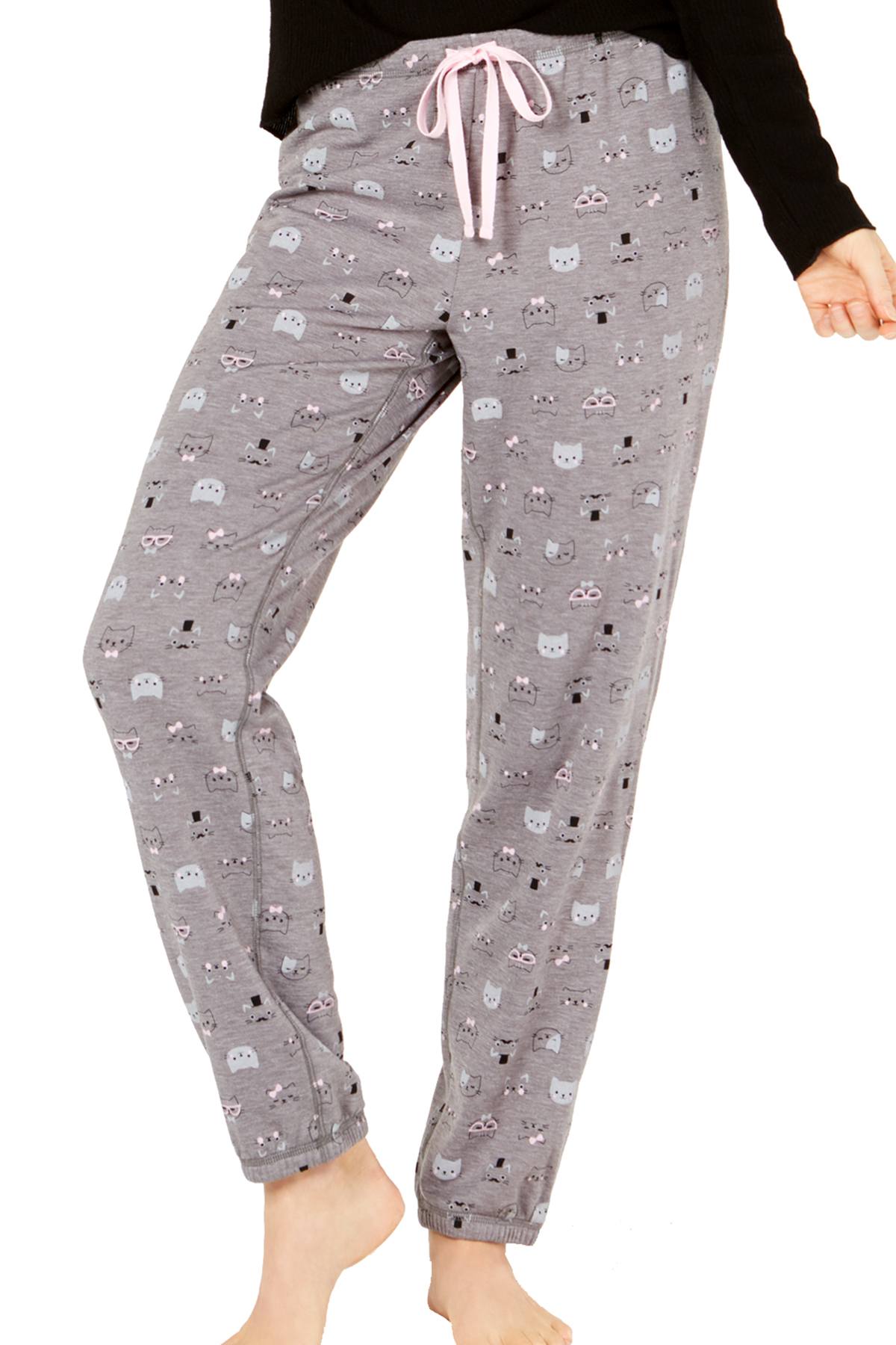 Jenni by Jennifer Moore PLUS Grey Hipster-Cats Brushed Terry Pajama Pant