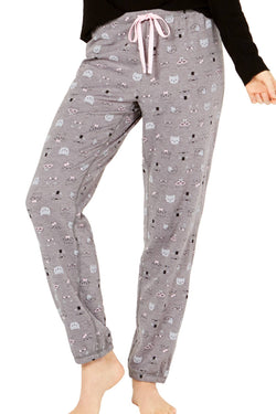 Jenni by Jennifer Moore PLUS Grey Hipster-Cats Brushed Terry Pajama Pant thumbnail 1