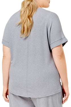 Jenni by Jennifer Moore PLUS Heather-Grey Heart-Graphic Short-Sleeve Lounge Top thumbnail 3