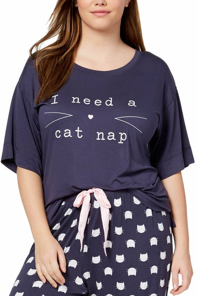Jenni by Jennifer Moore PLUS Nairobi-Dusk Graphic-Print Cat-Nap Lounge Tee