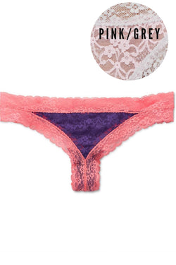 Jenni by Jennifer Moore Pink/Grey Lace Cheeky Thong thumbnail 2