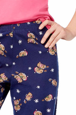 Jenni by Jennifer Moore Pink/Navy Otter-Love Knit Top & Printed Pant PJ Set thumbnail 4