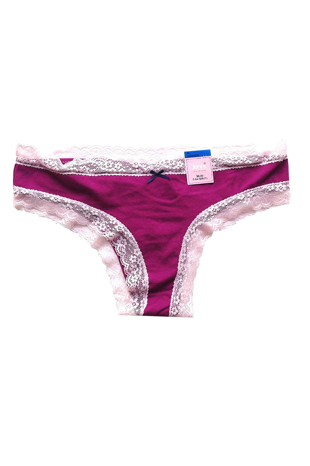 Jenni by Jennifer Moore Plum-Sorbet Cotton Cheeky Lace Trim Hipster