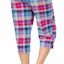 Jenni by Jennifer Moore Purple/Blue-Plaid Printed Cotton Cropped Pajama Pant