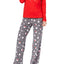 Jenni by Jennifer Moore Red Bear-Dots Printed Top and Fleece Pant PJ Set