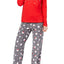 Jenni by Jennifer Moore Red Bear-Dots Printed Top and Fleece Pant PJ Set