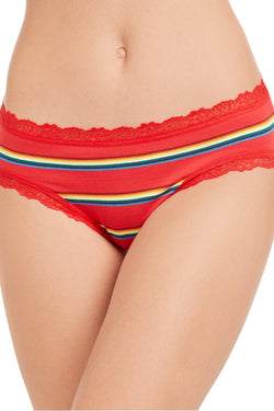 Jenni by Jennifer Moore Red / Carnival Stripe Lace Trim Brief thumbnail 1