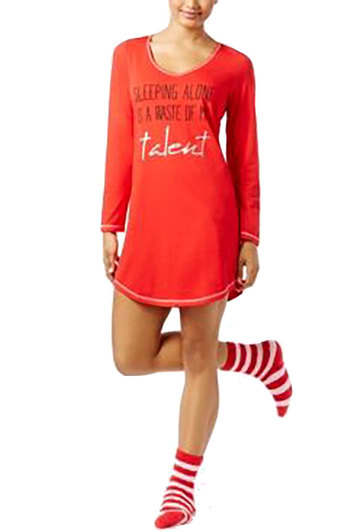 Jenni by Jennifer Moore Red Sleeping-Alone Graphic Sleepshirt and Socks Set