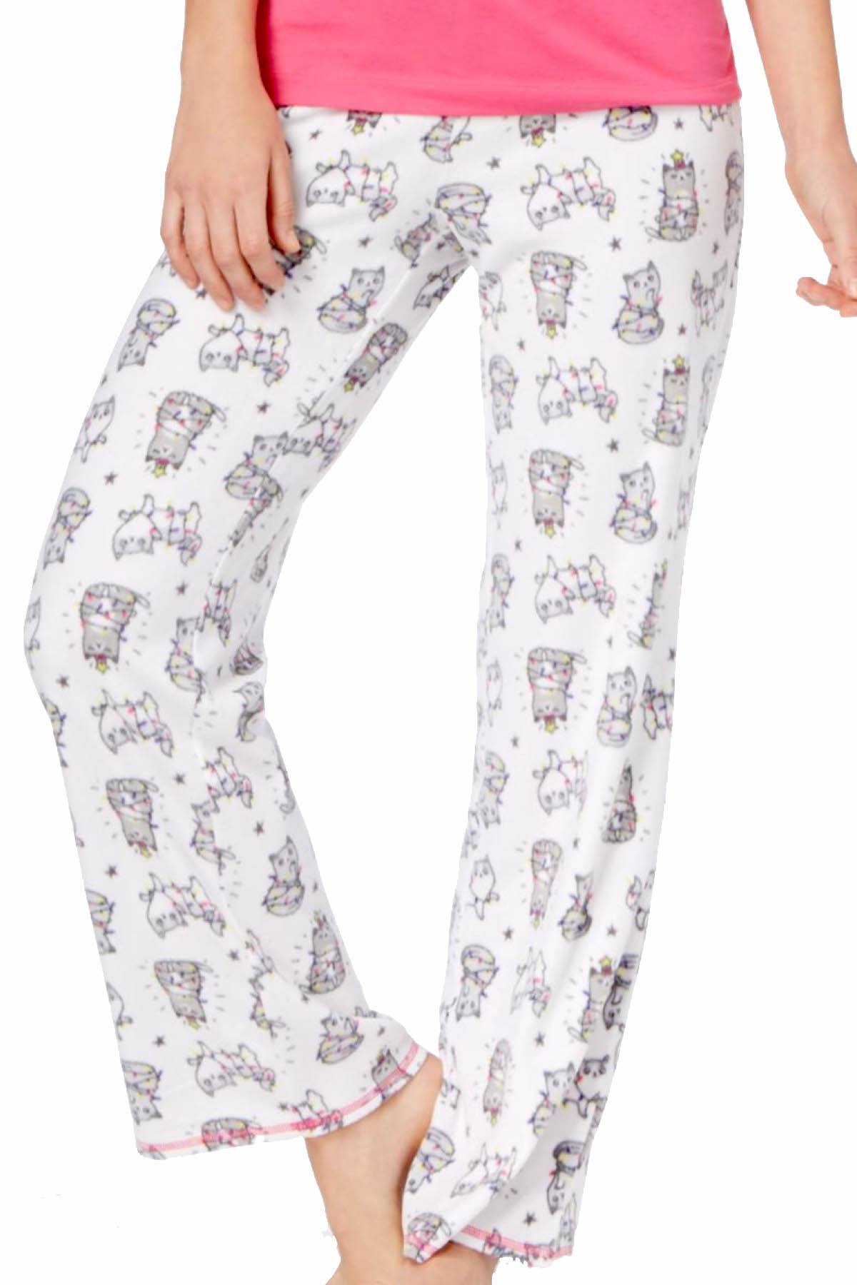 Jenni by Jennifer Moore Tangled-Cats Top & Printed Fleece Pant Pajama Set