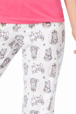 Jenni by Jennifer Moore Tangled-Cats Top & Printed Fleece Pant Pajama Set thumbnail 4