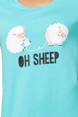 Jenni by Jennifer Moore Turquoise "Oh-Sheep!" Sleepshirt thumbnail 3