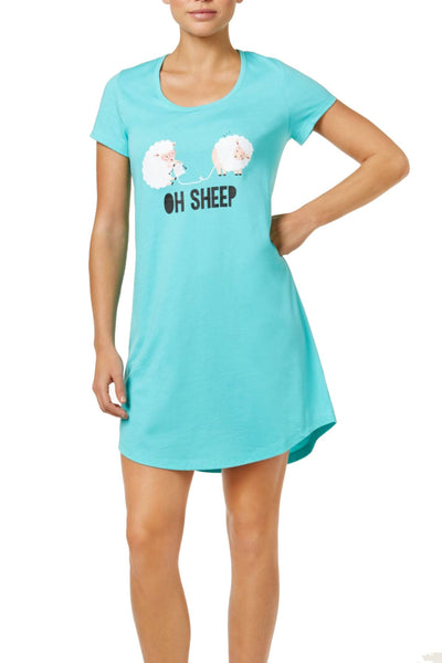 Jenni by Jennifer Moore Turquoise "Oh-Sheep!" Sleepshirt