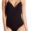 Jessica Simpson Black Halter Scalloped-Trim One-Piece Swimsuit