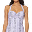 Jessica Simpson Printed Bow-front Halter Tankini Top Lavender Multi