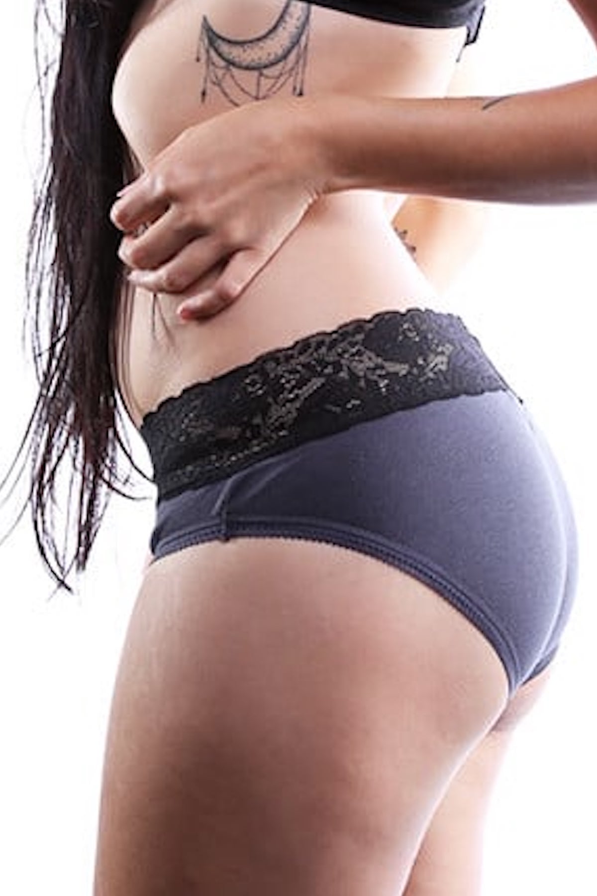 Jezebel Grey & Black Lace Brief