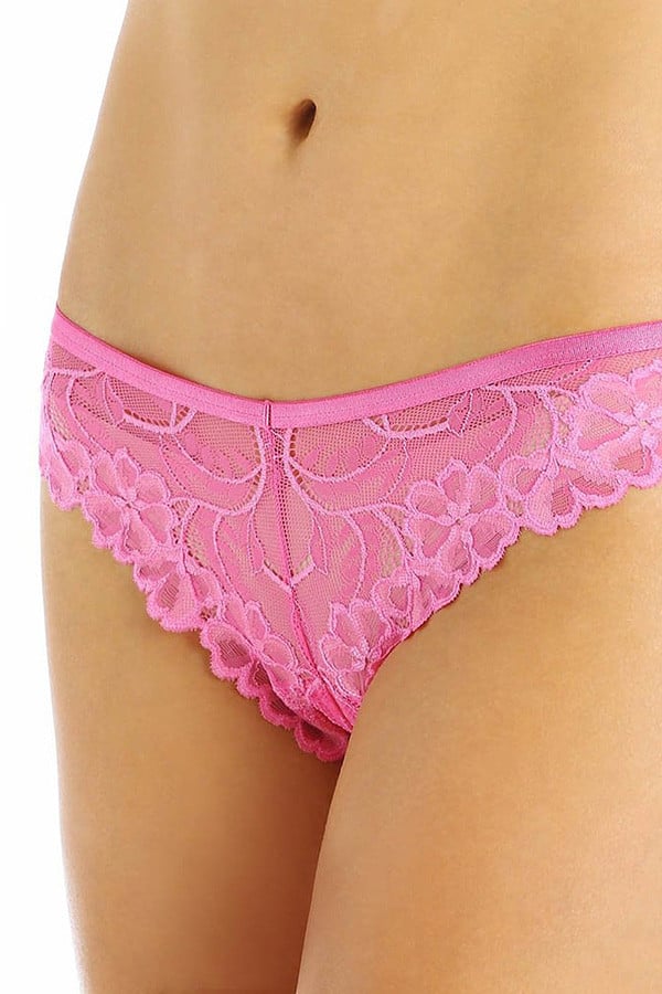 Jezebel Hot Pink Lace Butterfly Thong