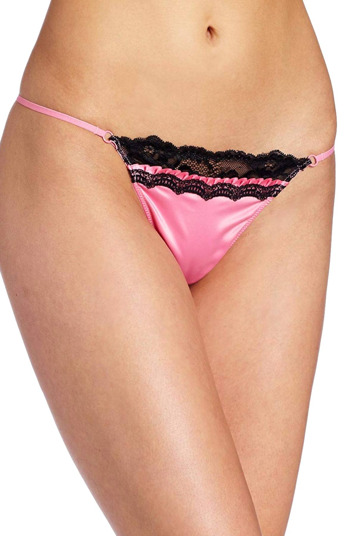 Jezebel Pink/Black Satin/Lace Promise G-String