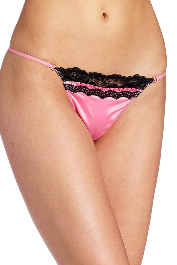 Jezebel Pink/Black Satin/Lace Promise G-String