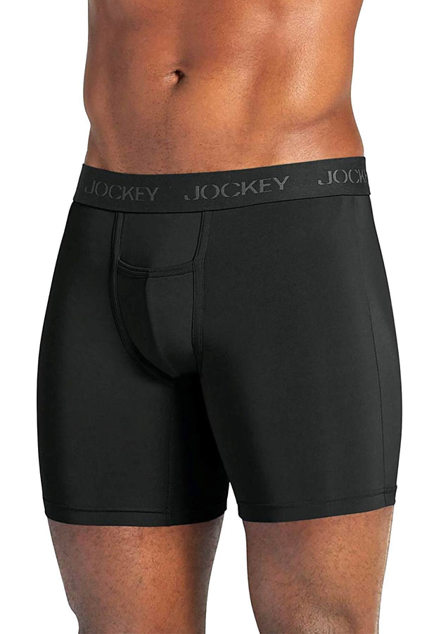 Jockey Black Big/Tall Sport Performance Microfiber Athletic-Fit Boxer Brief