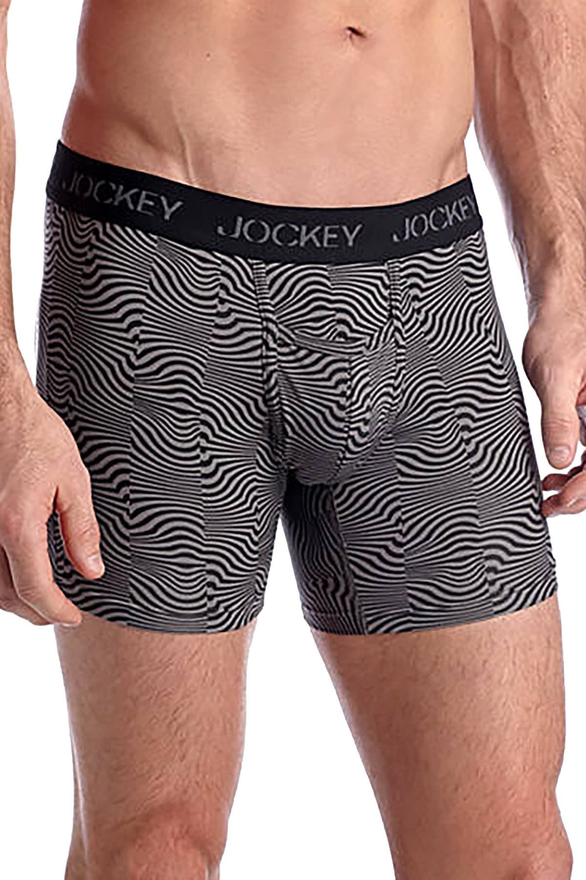 Jockey Black/Grey Swirl Sport Microfiber Performance Boxer Brief