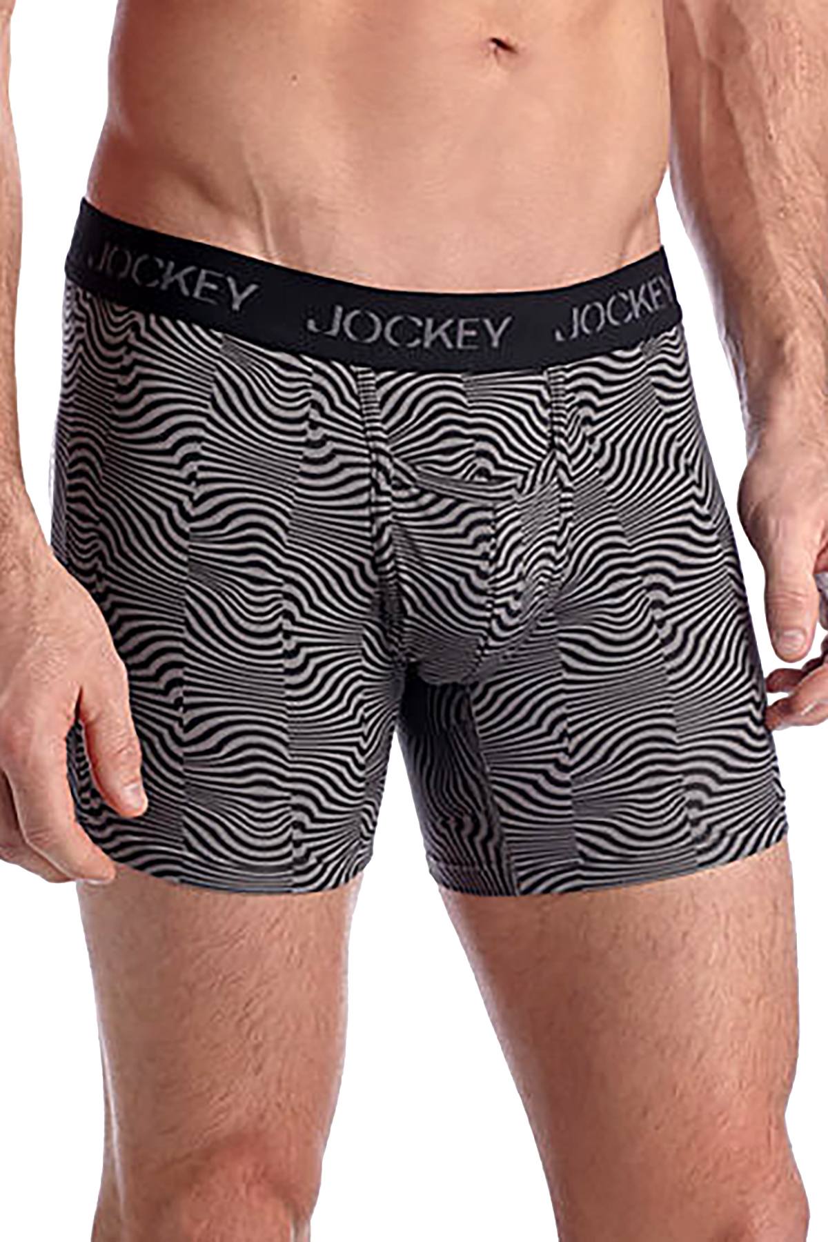 Jockey Black/Grey Swirl Sport Microfiber Performance Boxer Brief