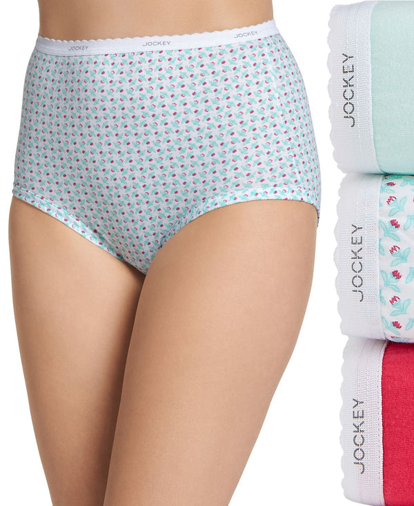 Jockey Classics Brief Underwear 3 Pack 9482 Lisbon Mint/Tiny Tulips/Fuchsia