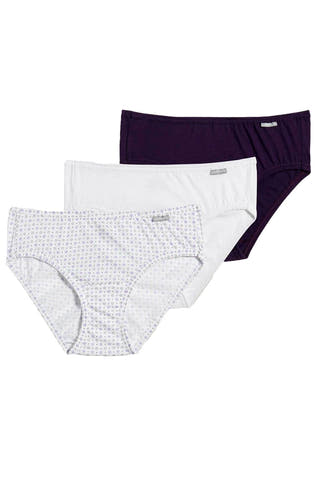 Jockey Elance Bikini 3 Pack in Eggplant/White/Diamond Print