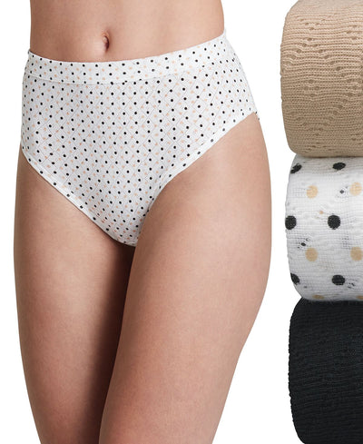 Jockey Elance Breathe Cotton French Cut Underwear 3 Pack Underwear 1541 Extended Sizes Light/Simple Dot/Black