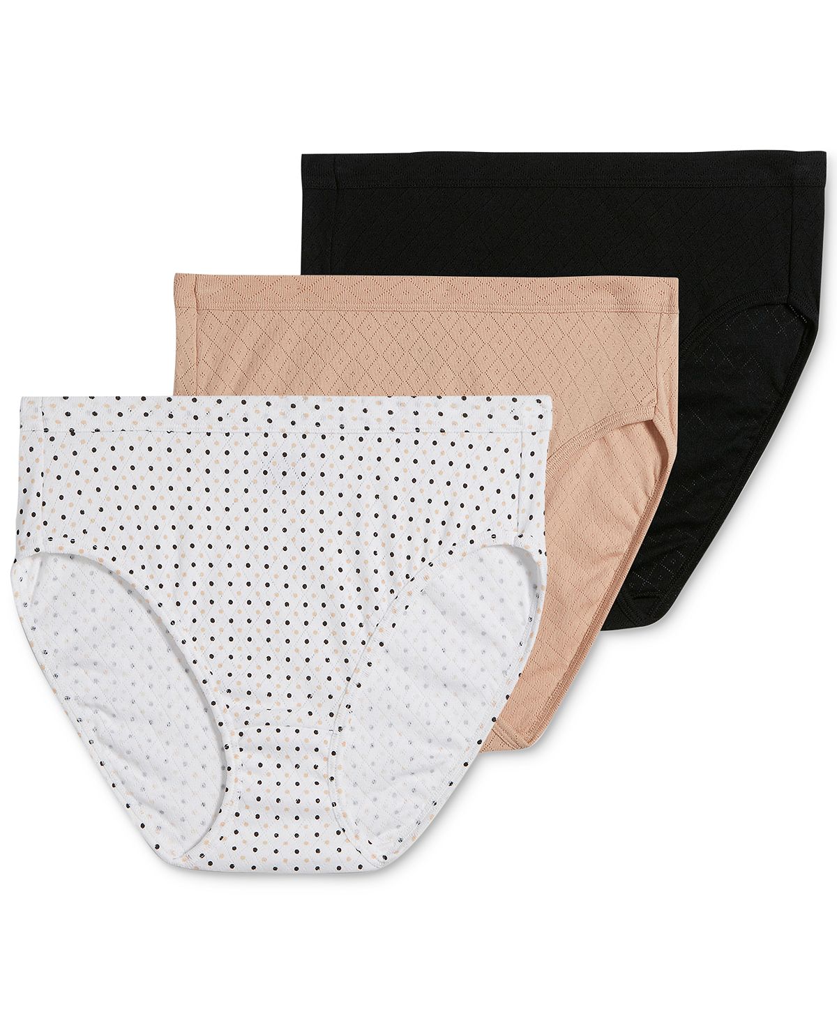 Jockey Elance Breathe Cotton French Cut Underwear 3 Pack Underwear 1541 Extended Sizes Light/Simple Dot/Black