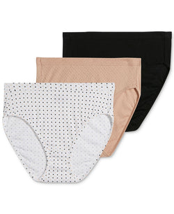 Jockey Elance Breathe Cotton French Cut Underwear 3 Pack Underwear 1541 Extended Sizes Light/Simple Dot/Black thumbnail 2