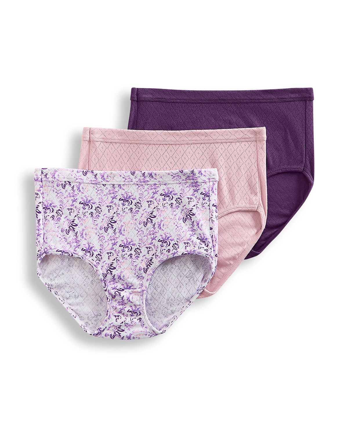 Jockey Elance Breathe Hipster Underwear 3 Pack 1540 Also Available In Extended Sizes Faded Mauve/faded Filigree/juicy Grape
