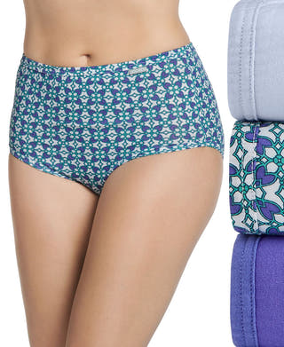Jockey Elance Brief 3 Pack Underwear 1484 Extended Sizes Dreamy Blue/Kaleidoscope Geo/Crystalline Purple