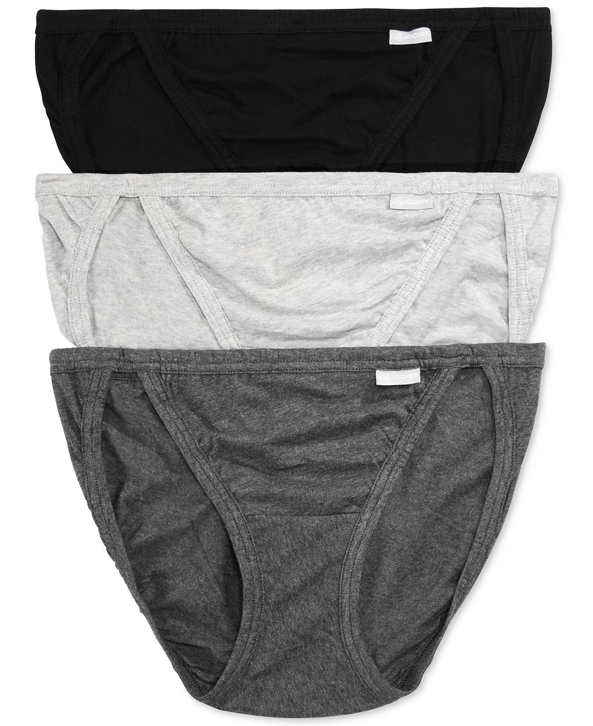 Jockey Elance String Bikini Underwear 3 Pack 1483 Grey Heather/Charcoal Grey Heather/Black