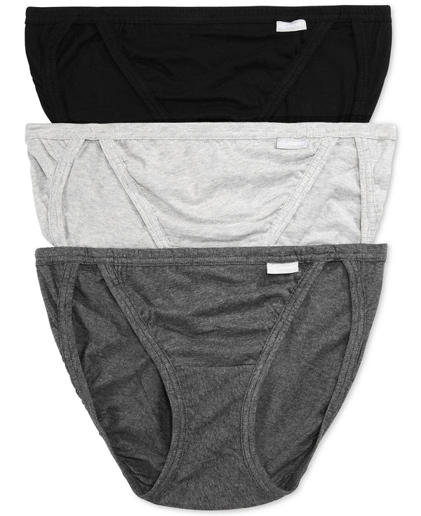 Jockey Elance String Bikini Underwear 3 Pack 1483 Grey Heather/Charcoal Grey Heather/Black