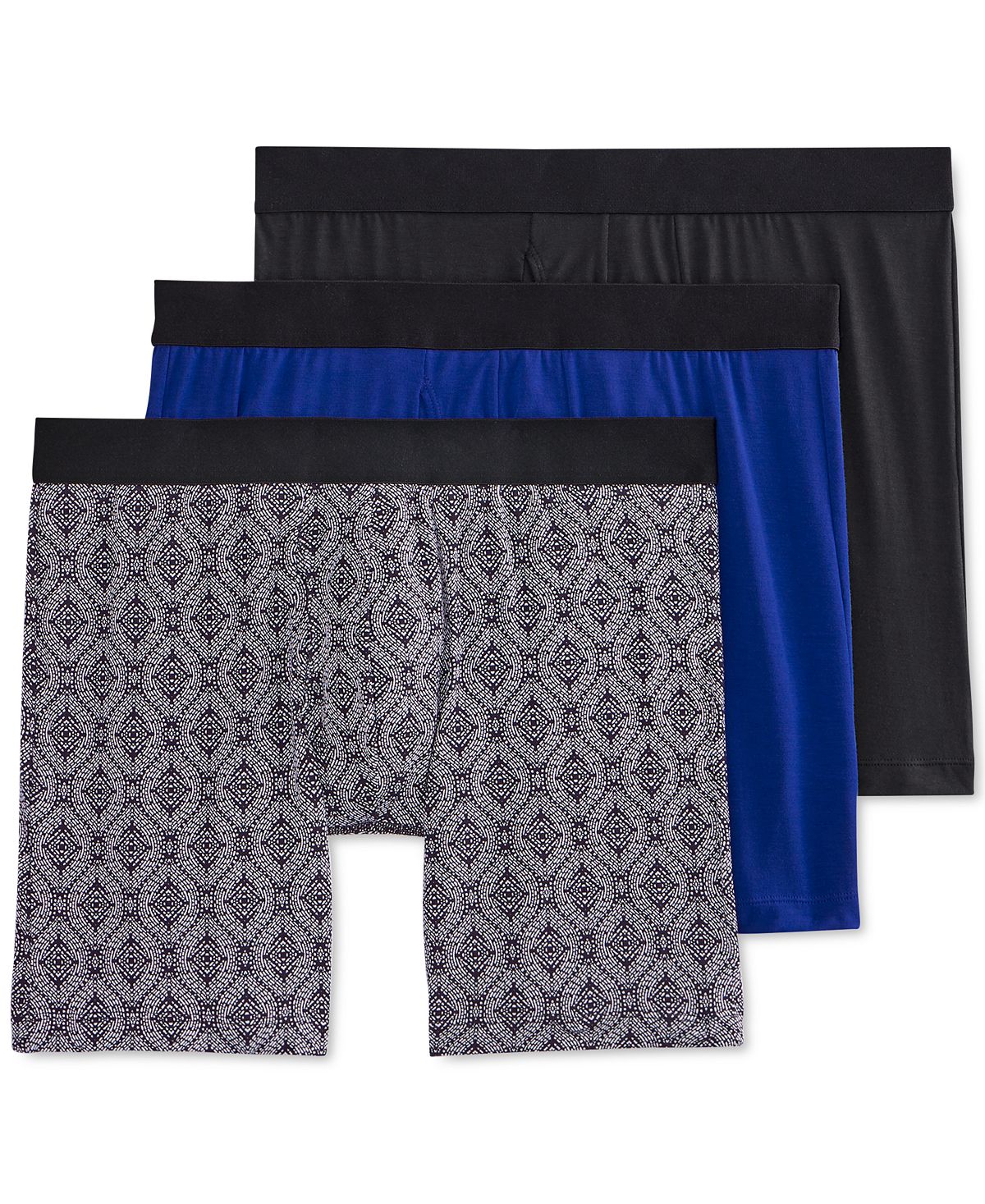Jockey Flex 365 Modal Stretch Boxer Brief 3 Pack Blue Jay/Shibori Stitch/Black