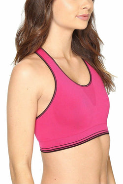 Jockey Fuchsia Sporties Stripe Reversible Racerback Crop Bra thumbnail 3
