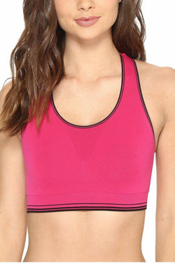Jockey Fuchsia Sporties Stripe Reversible Racerback Crop Bra thumbnail 2