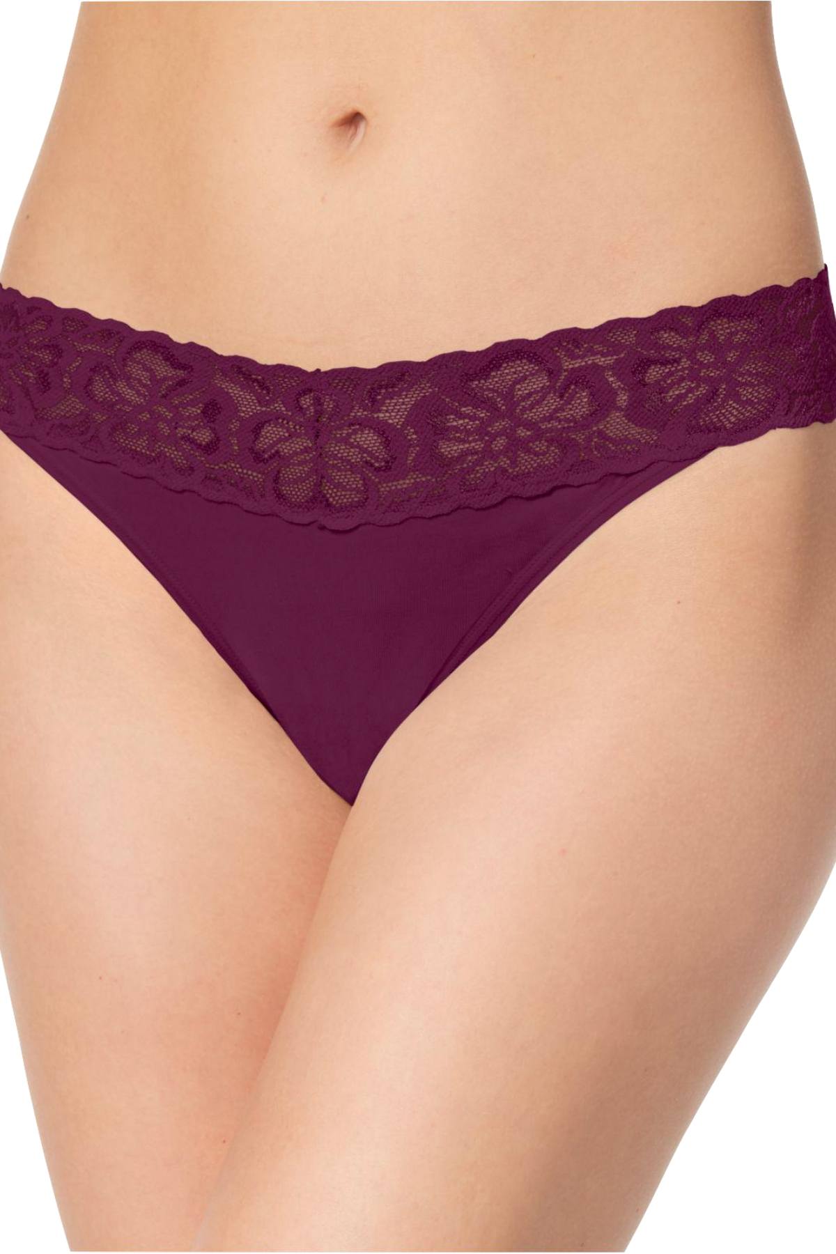 Jockey Imperial-Plum Lace-Waist Thong