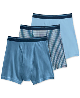 Jockey Men’s Classic 3 Pack Cotton Boxer Briefs Blue