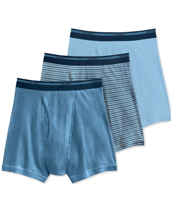 Jockey Men’s Classic 3 Pack Cotton Boxer Briefs Blue