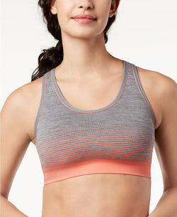 Jockey Sport Medium Impact Seamless Striped Sports Bra in Melon Pink thumbnail 2