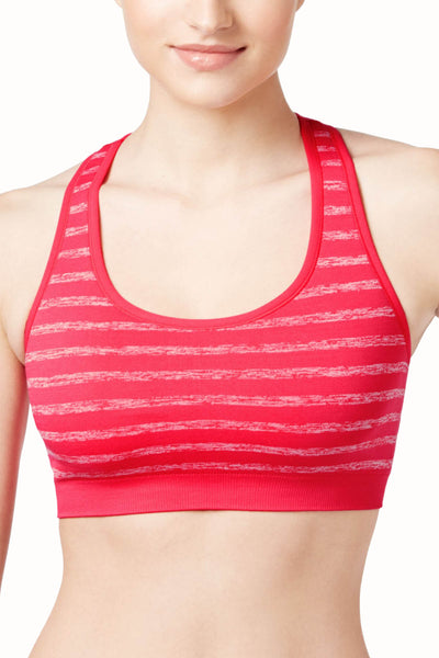 Jockey Strawberry-Pop Tonal Striped Sports Bra