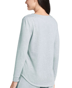 Jockey Ultra-soft Ribbed Tie Front Loungewear Top Pearl Blue thumbnail 2