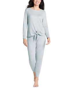 Jockey Ultra-soft Ribbed Tie Front Loungewear Top Pearl Blue thumbnail 3