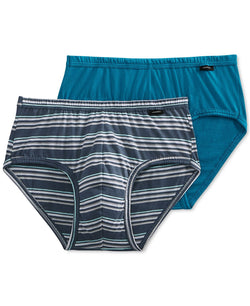 Jockey Underwear Elance Poco Brief 2 Pack Joy Stripe Grey Green Asst thumbnail 1