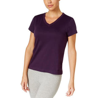 Jockey Womens V-Neck Short Sleeves Sleep Tee Purple