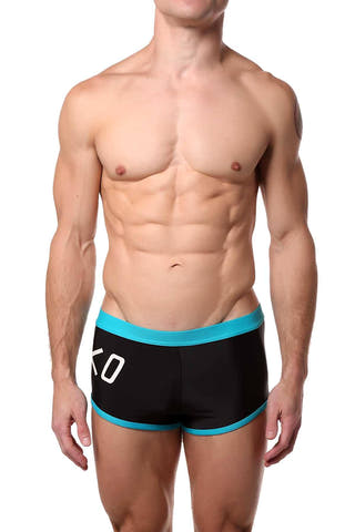Jocko Black Logo Contrast Trim Square Cut Swim Trunk