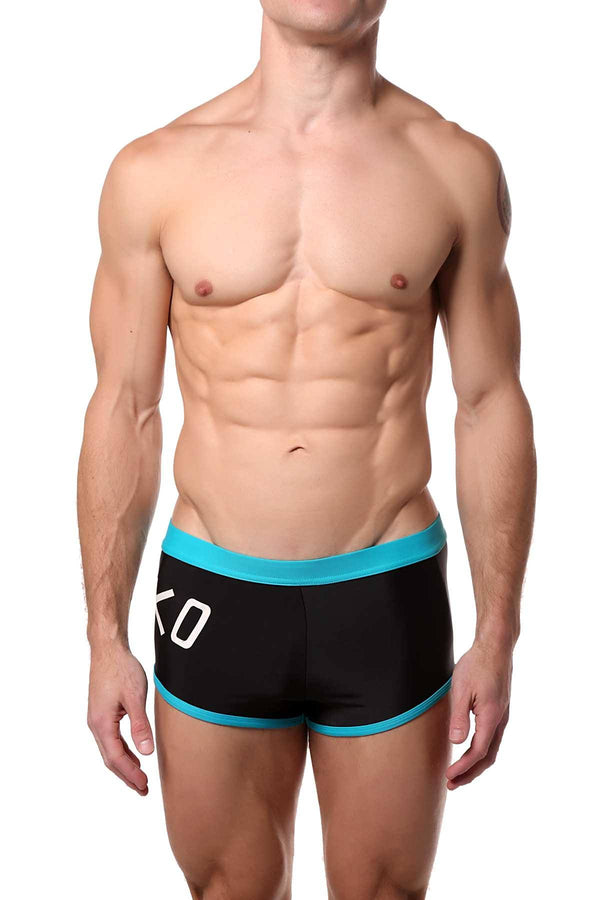Jocko Black Logo Contrast Trim Square Cut Swim Trunk
